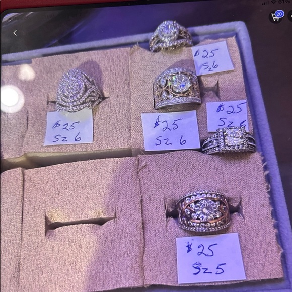 Rings 11 ttl as/rhodium, three are as/giks, all 5 rings on right sz 6 - Picture 6 of 8